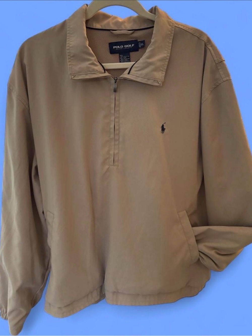Men's classic Polo golf Tan quarter Zip Jacket